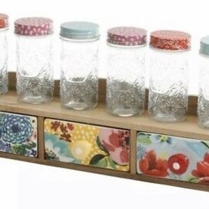 New in box The Pioneer Woman Floral 7 piece spice shelf set